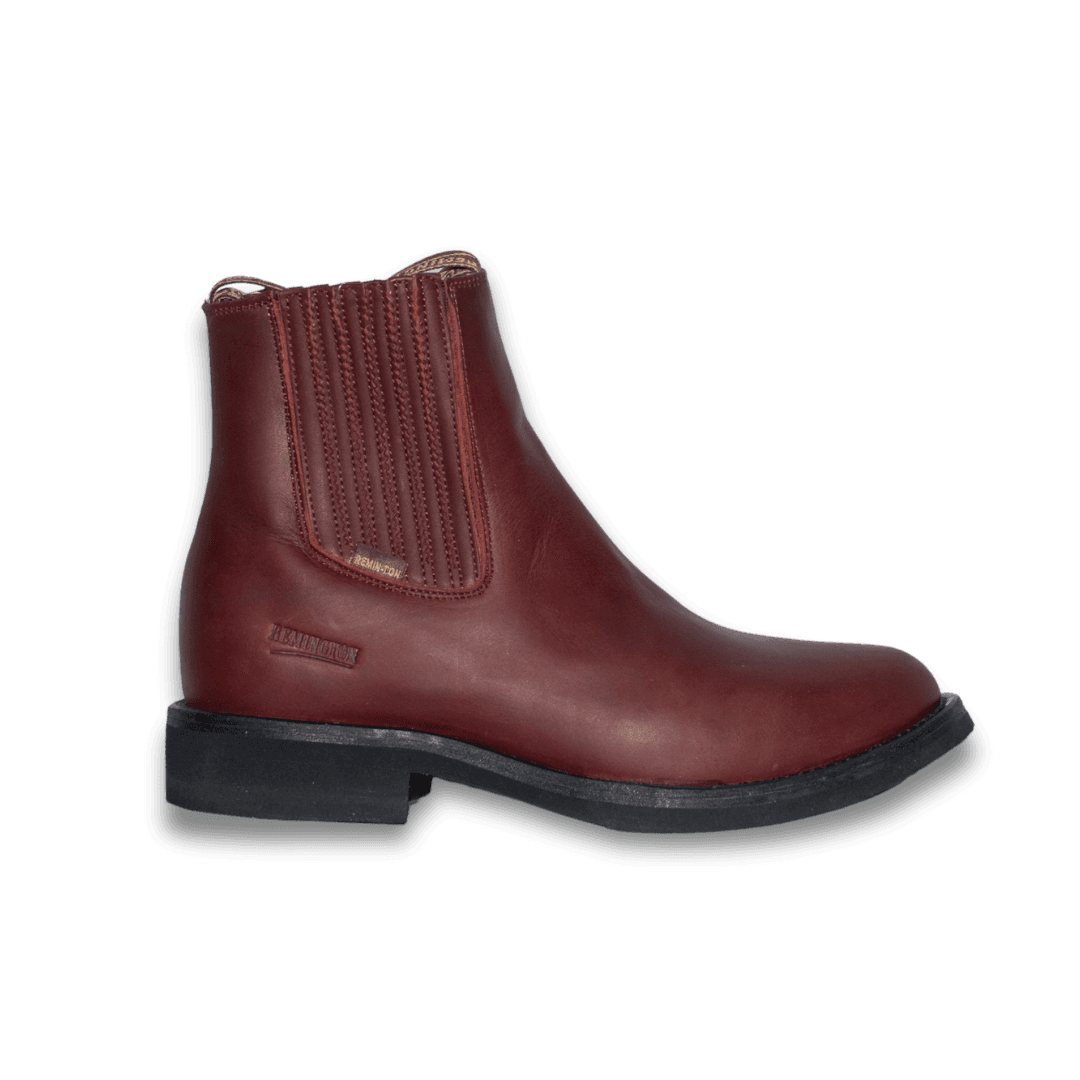 Botín Remington 322 en piel color vino, vista lateral