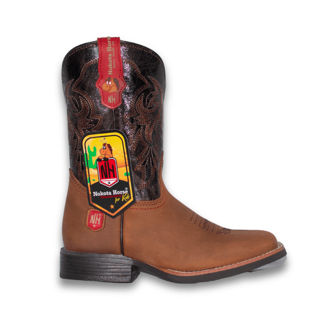 Bota Nokota Horse Woody en piel café claro con caña chocolate, vista lateral